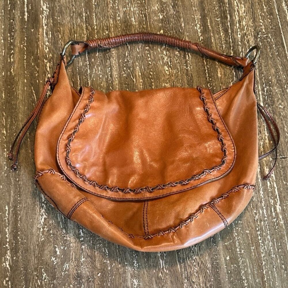 Gianni Bini Leather Slouchy Shoulder Bag Purse Women’s Hippie Boho Bohemian Hobo